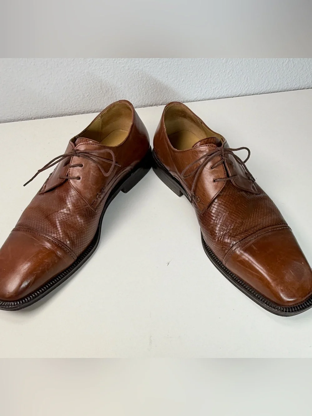 Johnston Murphy Handcrafted Spain Cap Toe Oxford Dress Shoes size 11.5 Vintage